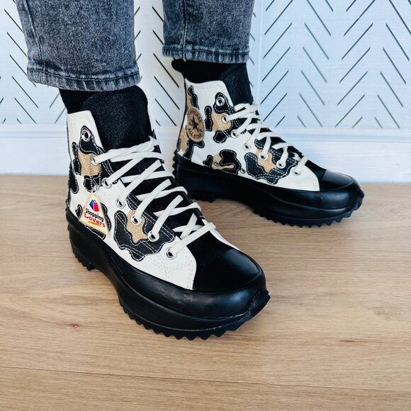 ⭐Rare Converse Run Star Hike Hi Women Shoes Sz 6.5 Leopard Platform Gold 172036C - Picture 2 of 12